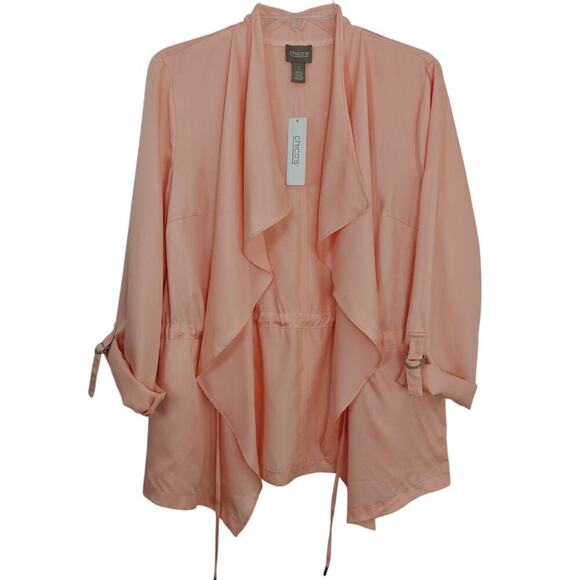 Chico's Soft Drape Front Jackets Lot Size Medium / 1 Green Peach Drawstring NWT - Picture 8 of 16